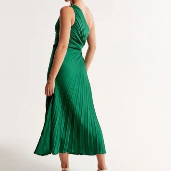 NWOT Abercrombie & Fitch Giselle Pleated Maxi Dress In Green Medium - Picture 3 of 9